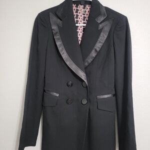 Bebe Black Satin-Trim Blazer